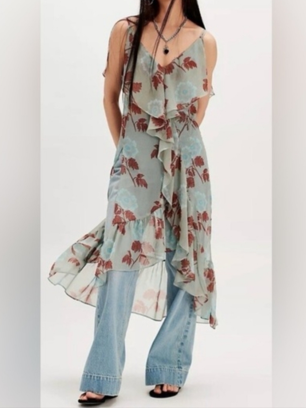Free People Sunfaded Floral Maxi Top